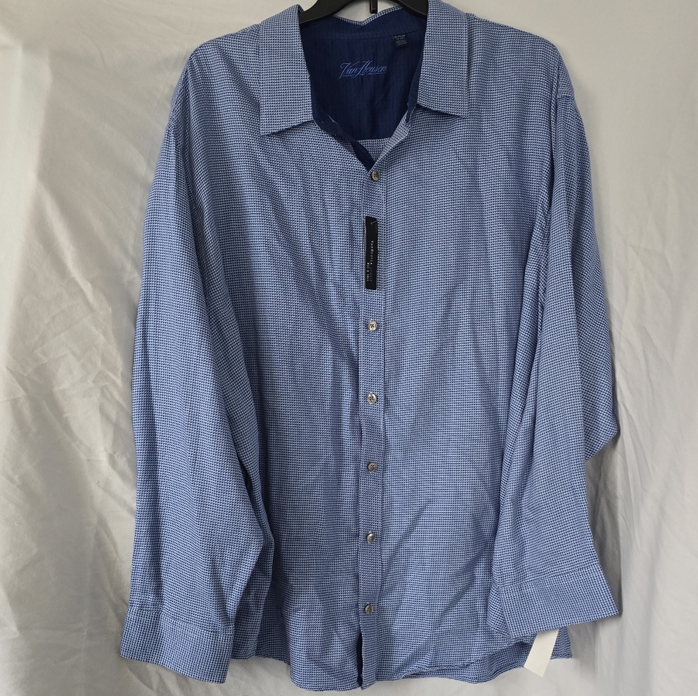 Van Heusen Blue Patterned Mens Dress Shirt 20-20.5 3X Big & Tall NEW
